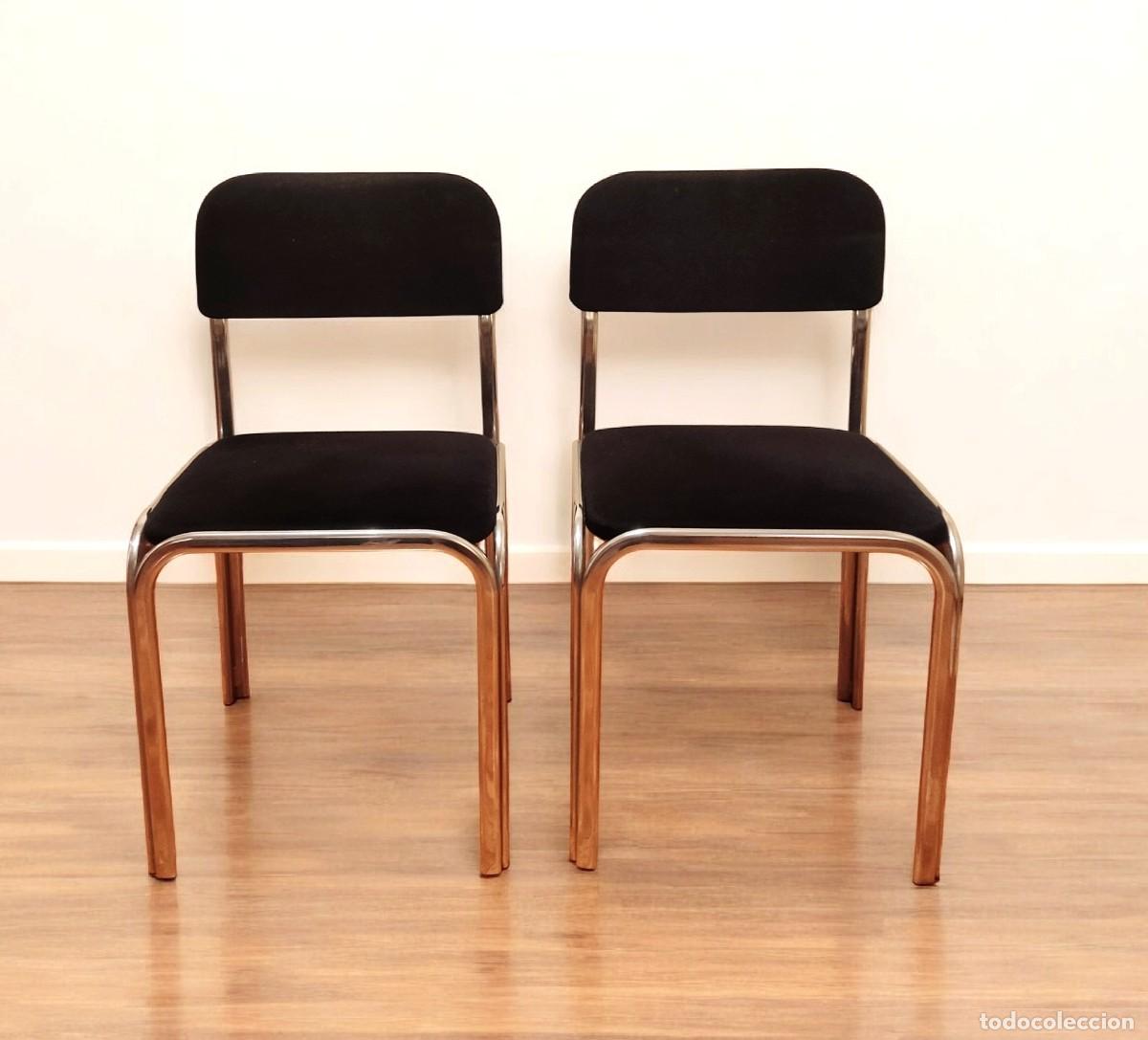 Antiquit&eacute;s: 2 SILLAS CROMADAS VINTAGE ESTILO BAUHAUS