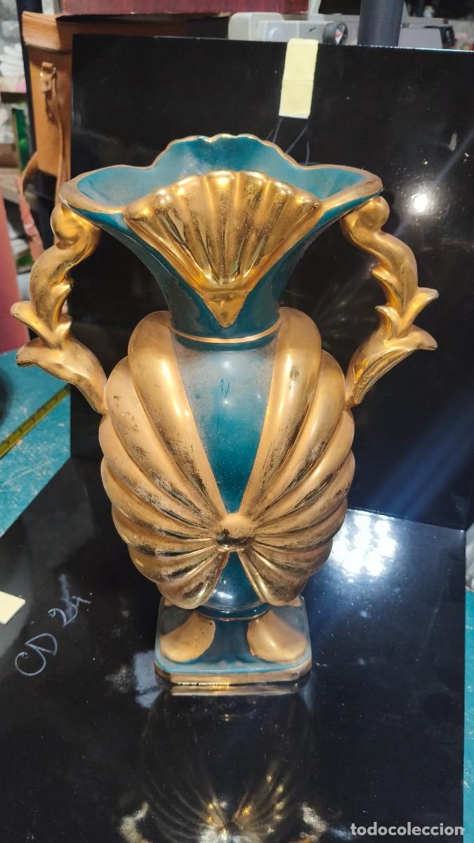 Antig&uuml;edades: Vase c&eacute;ramique &eacute;maill&eacute;e peinte &agrave; la main 1960 - Foto 1