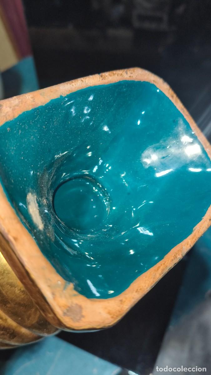 Antig&uuml;edades: Vase c&eacute;ramique &eacute;maill&eacute;e peinte &agrave; la main 1960 - Foto 6