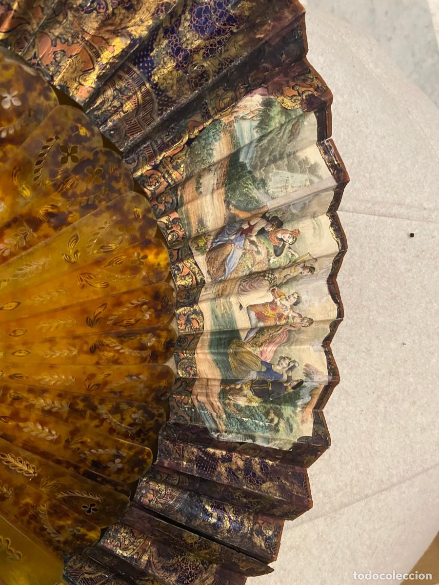 Antig&uuml;edades: abanico antiguo pintado a mano - Foto 2