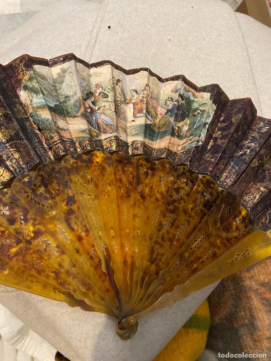 Antig&uuml;edades: abanico antiguo pintado a mano - Foto 3