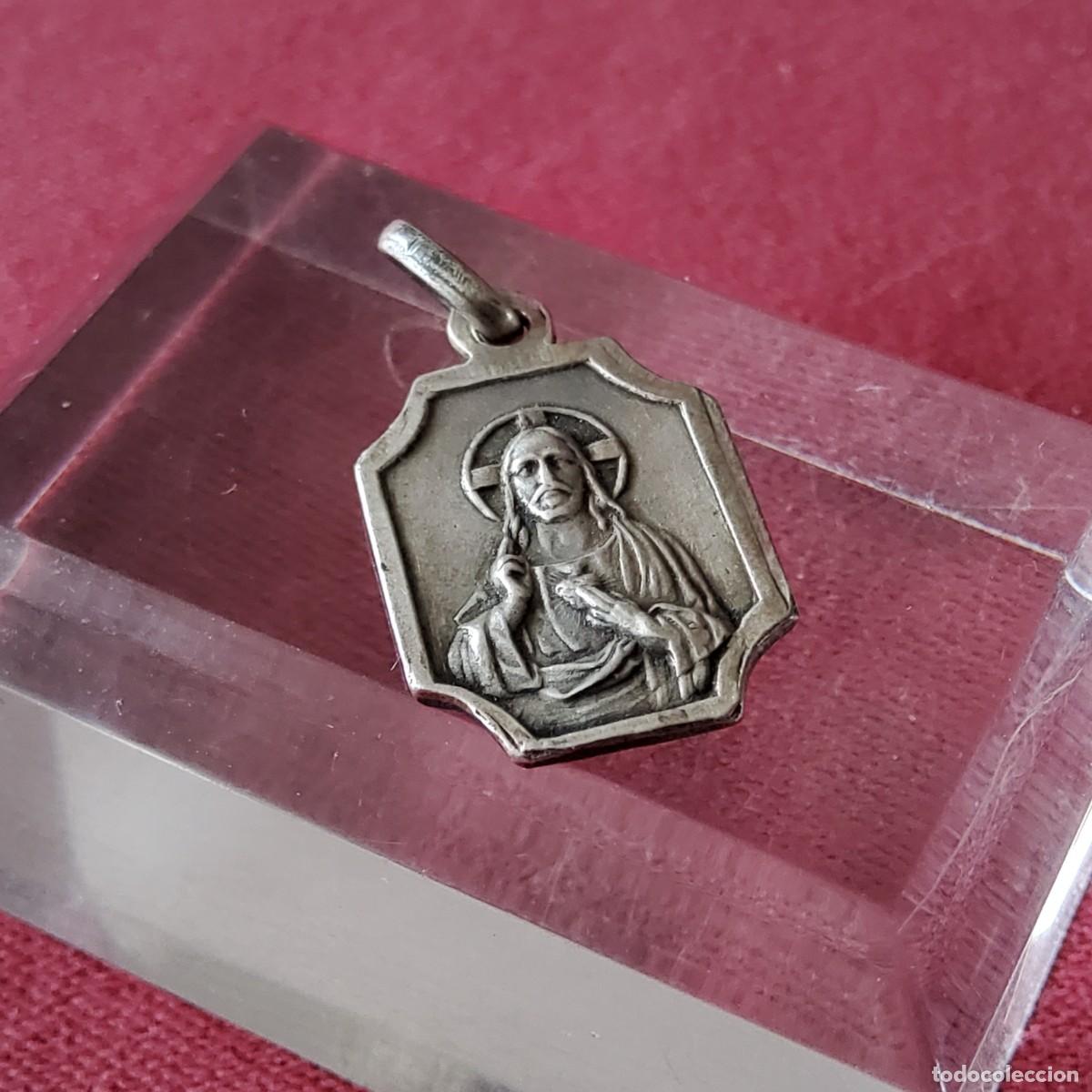 Antig&uuml;edades: ANTIGUA MEDALLA DE SAN IGNACIO Y EL CORAZ&Oacute;N DE JES&Uacute;S - Foto 4