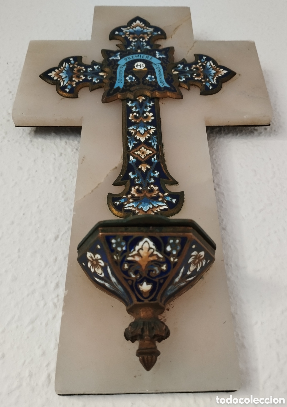 Antig&uuml;edades: Antigua Benditera Onix y Cloisonne. - Foto 3