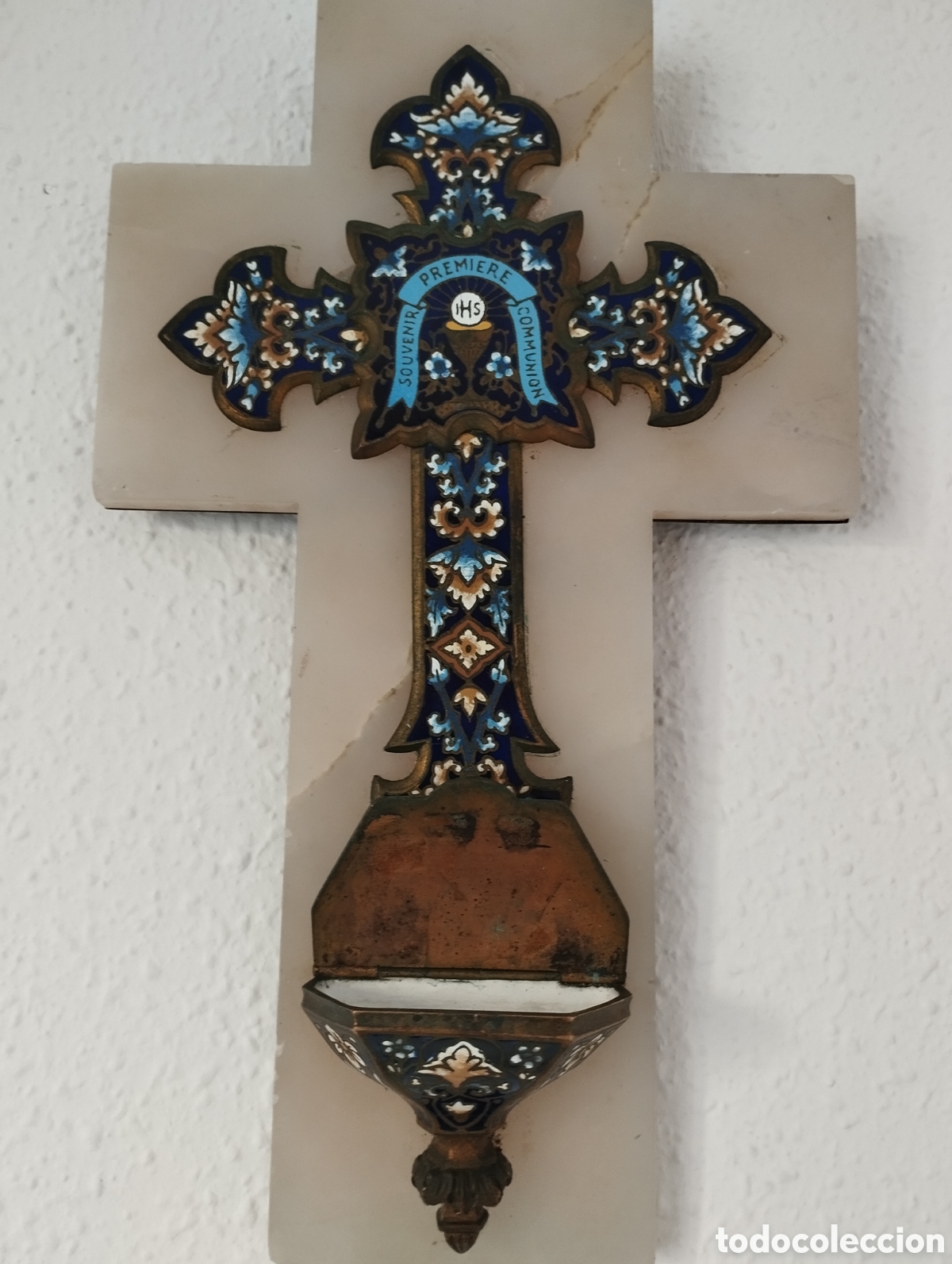 Antig&uuml;edades: Antigua Benditera Onix y Cloisonne. - Foto 7