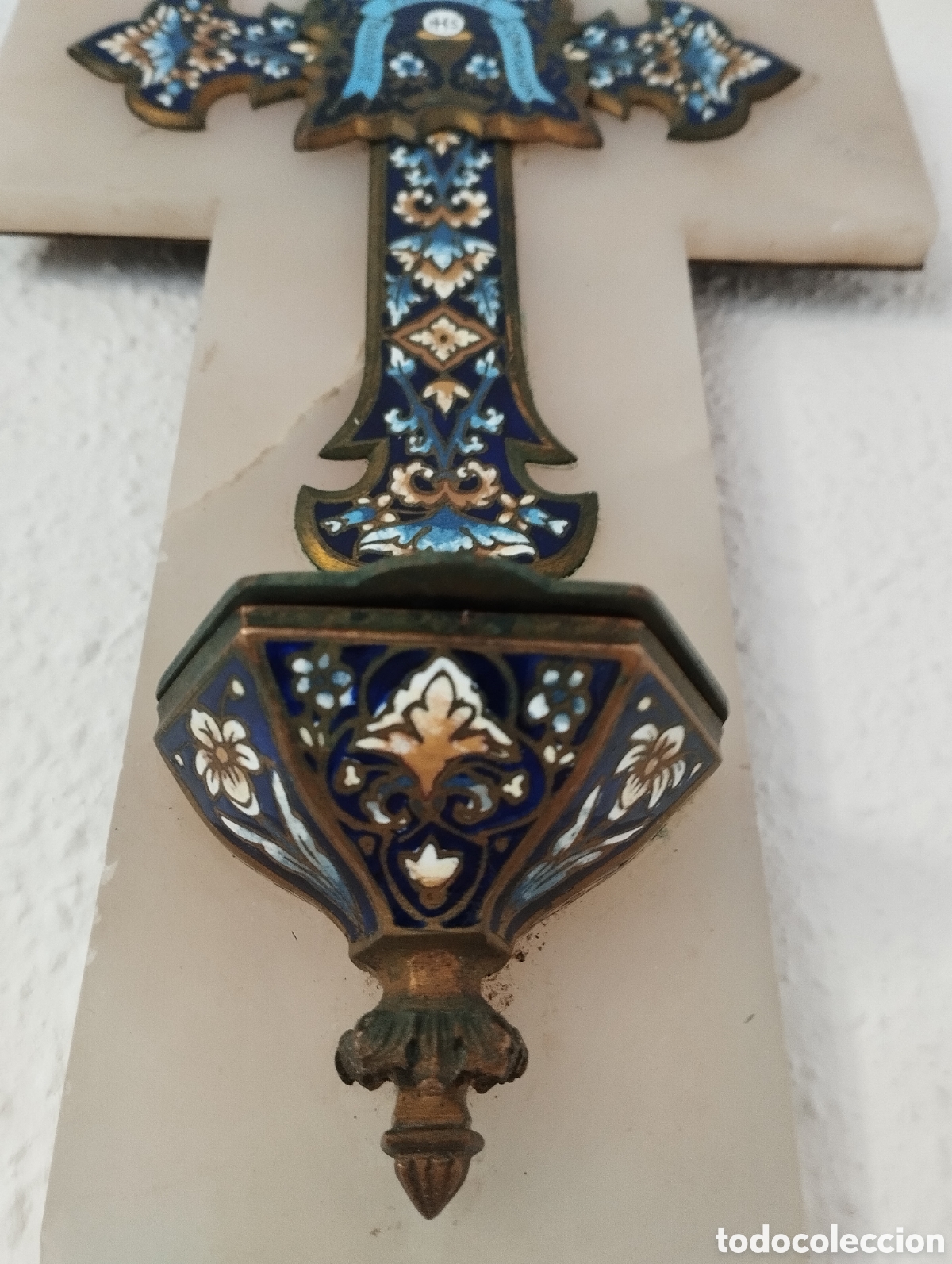 Antig&uuml;edades: Antigua Benditera Onix y Cloisonne. - Foto 11