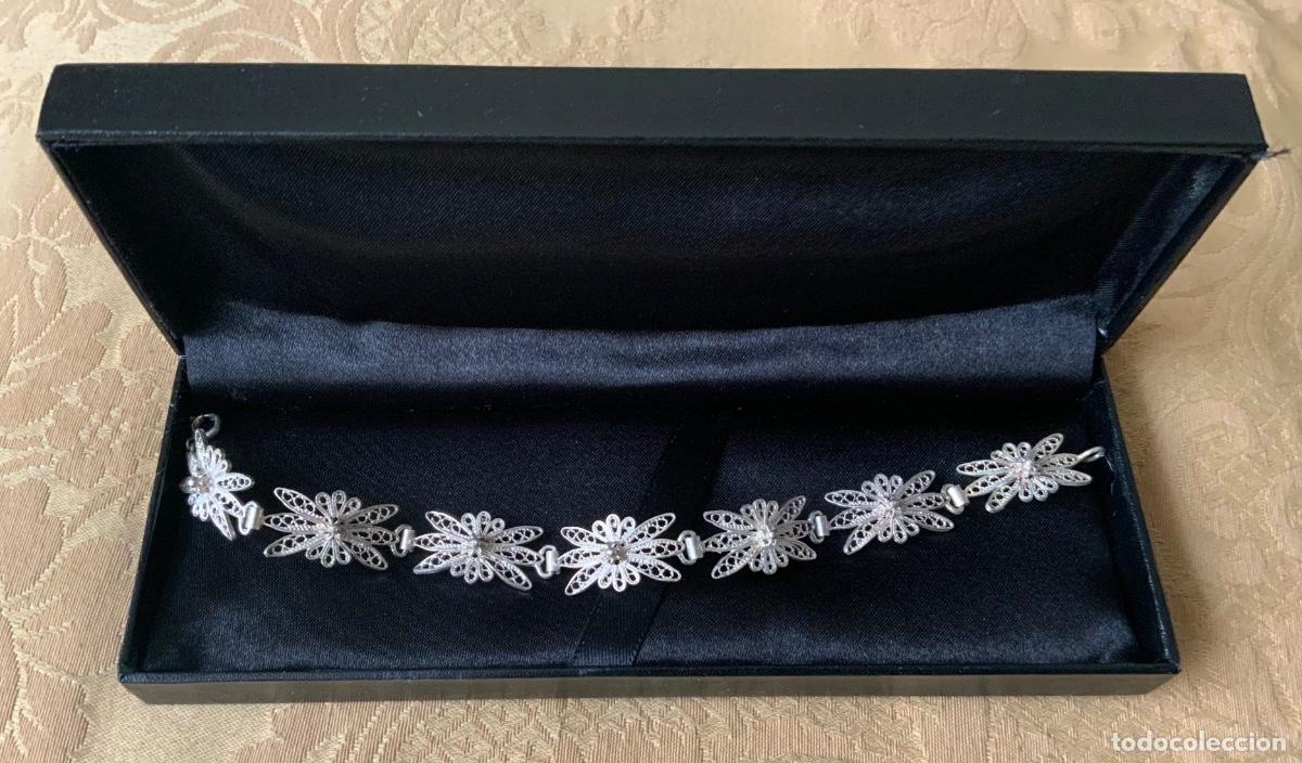 Antig&uuml;edades: PULSERA DE FILIGRANA DE PLATA, FLORES - Foto 7