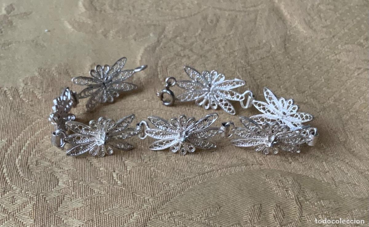 Antig&uuml;edades: PULSERA DE FILIGRANA DE PLATA, FLORES - Foto 8