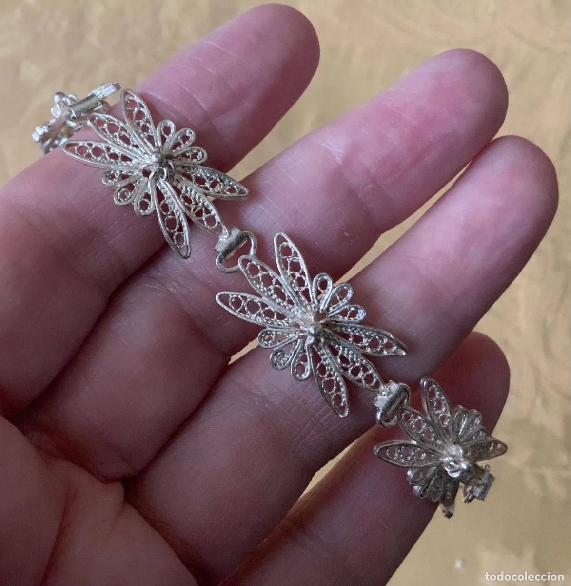 Antig&uuml;edades: PULSERA DE FILIGRANA DE PLATA, FLORES - Foto 10