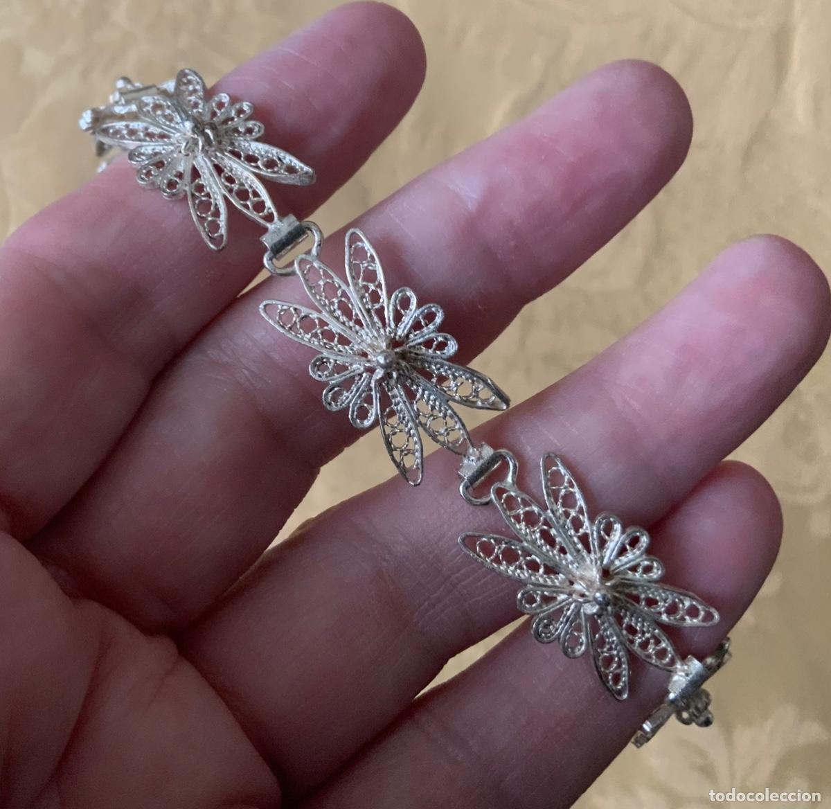 Antig&uuml;edades: PULSERA DE FILIGRANA DE PLATA, FLORES - Foto 13