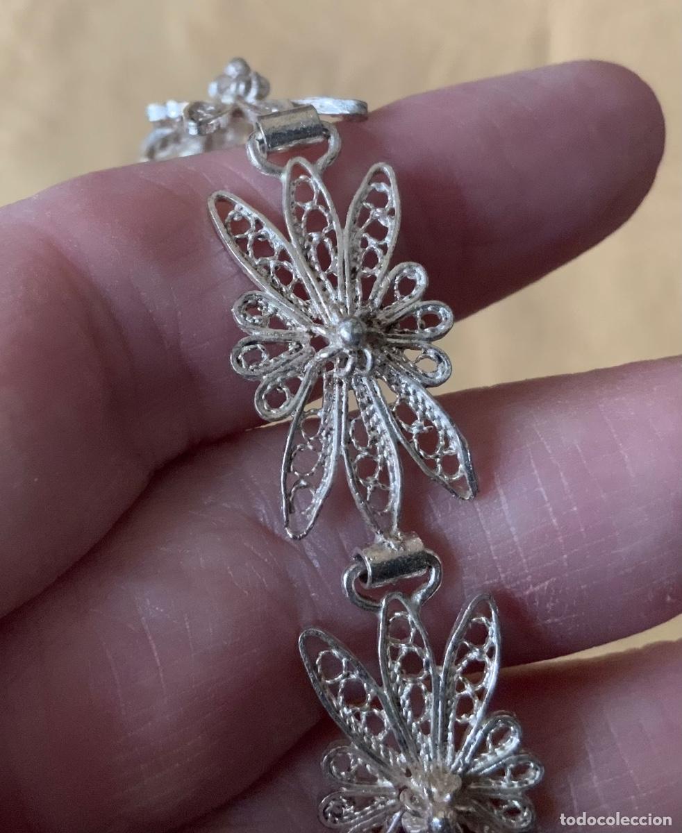 Antig&uuml;edades: PULSERA DE FILIGRANA DE PLATA, FLORES - Foto 15
