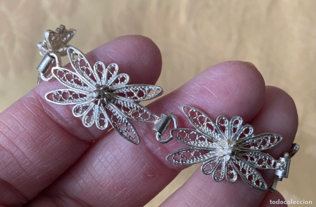 Antig&uuml;edades: PULSERA DE FILIGRANA DE PLATA, FLORES - Foto 18
