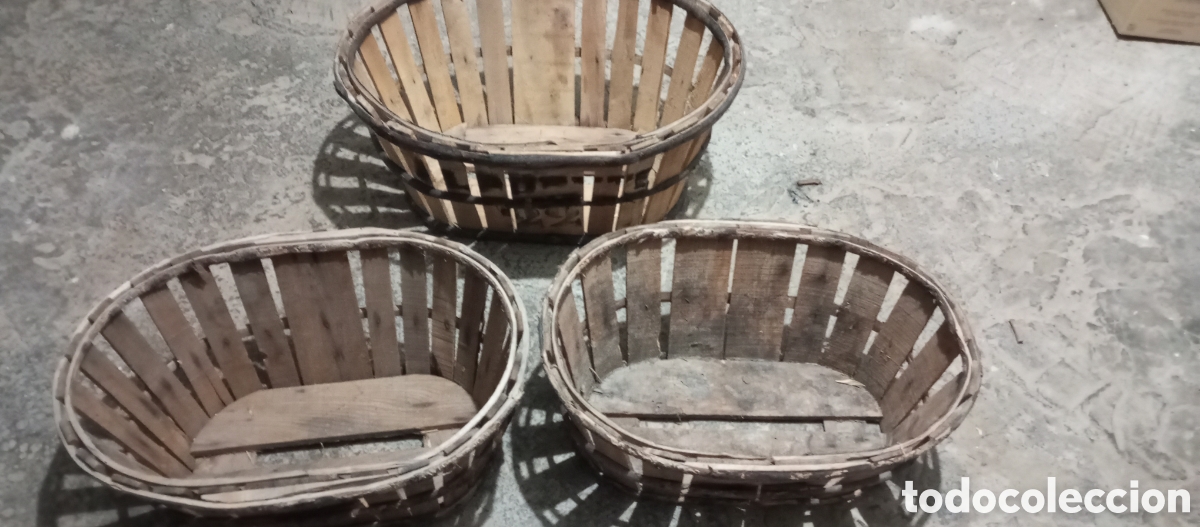 Antig&uuml;edades: Conjunto de tres banastas agricolas - Foto 1