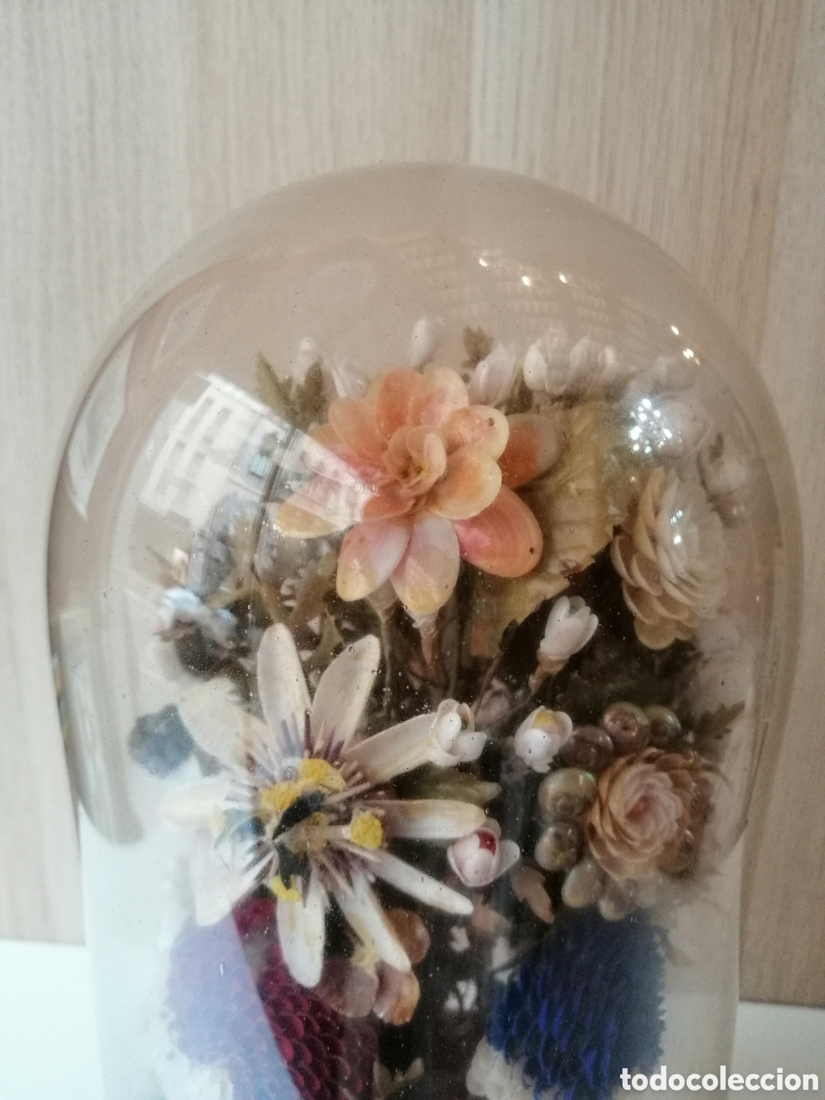 Antig&uuml;edades: Urnas C&uacute;pula De Cristal Y Madera Con Flores - Foto 10