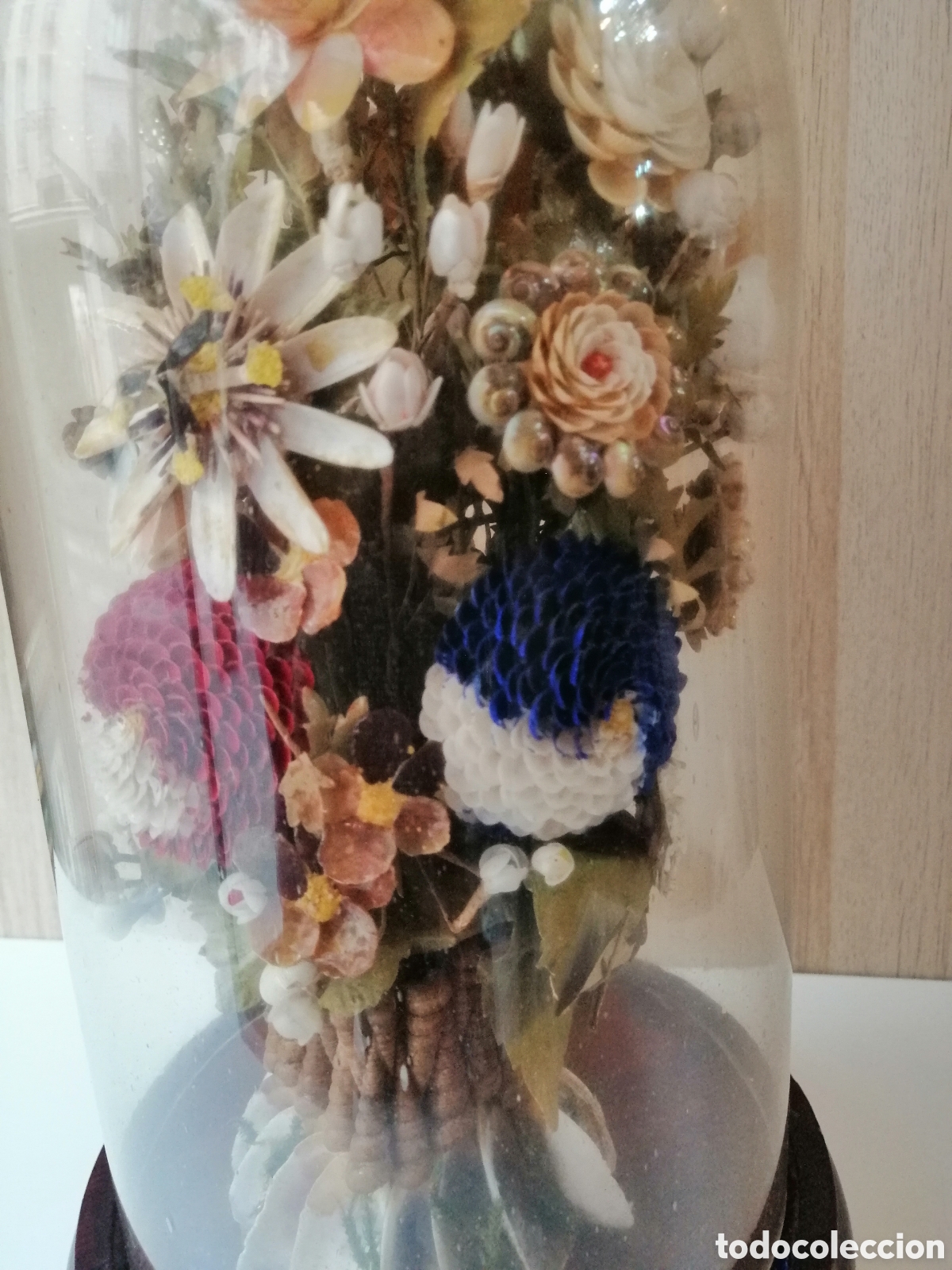 Antig&uuml;edades: Urnas C&uacute;pula De Cristal Y Madera Con Flores - Foto 12