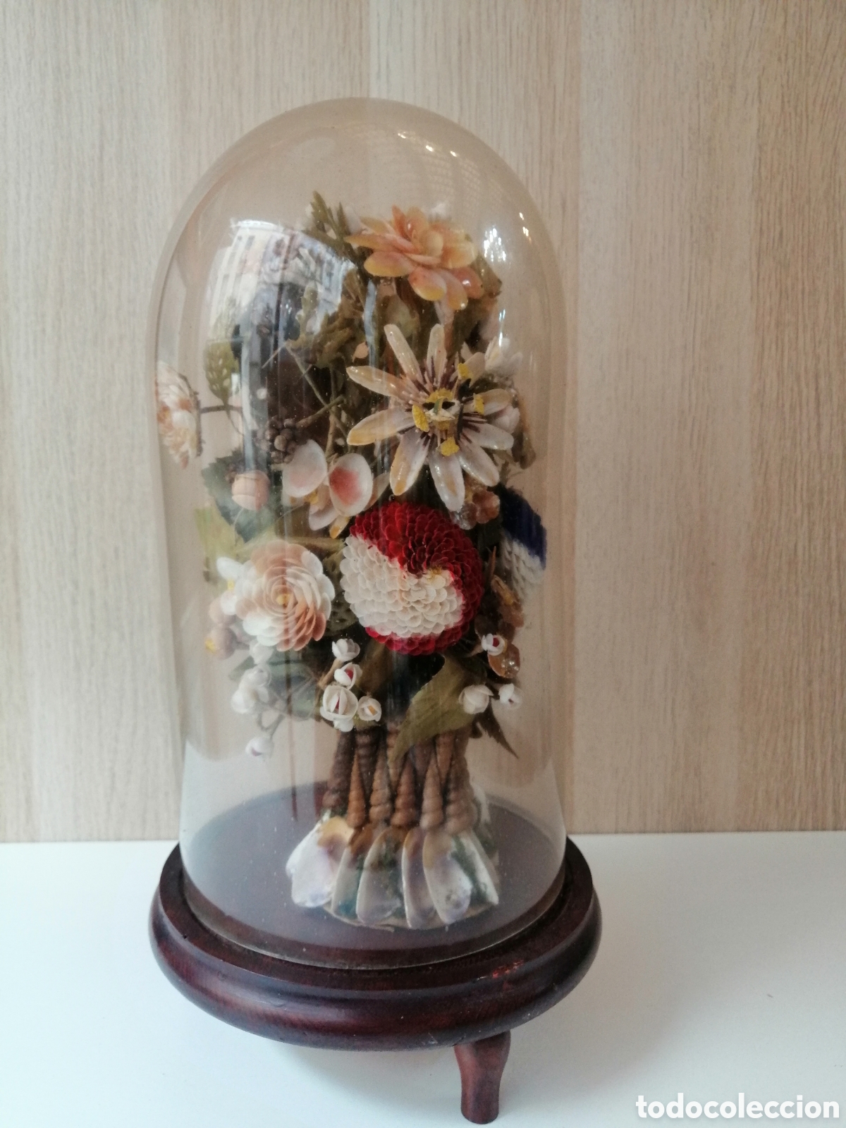 Antig&uuml;edades: Urnas C&uacute;pula De Cristal Y Madera Con Flores - Foto 14