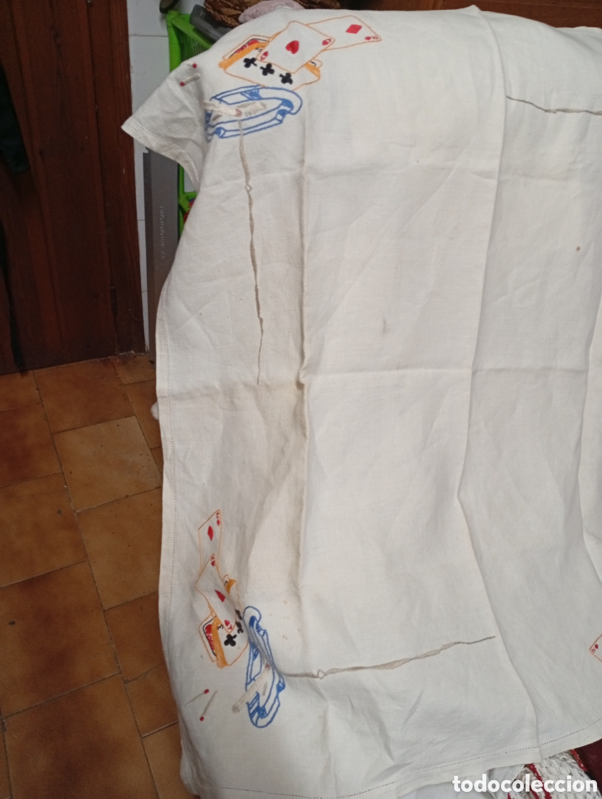 Antig&uuml;edades: Mantel para jugar al poquer - Foto 2