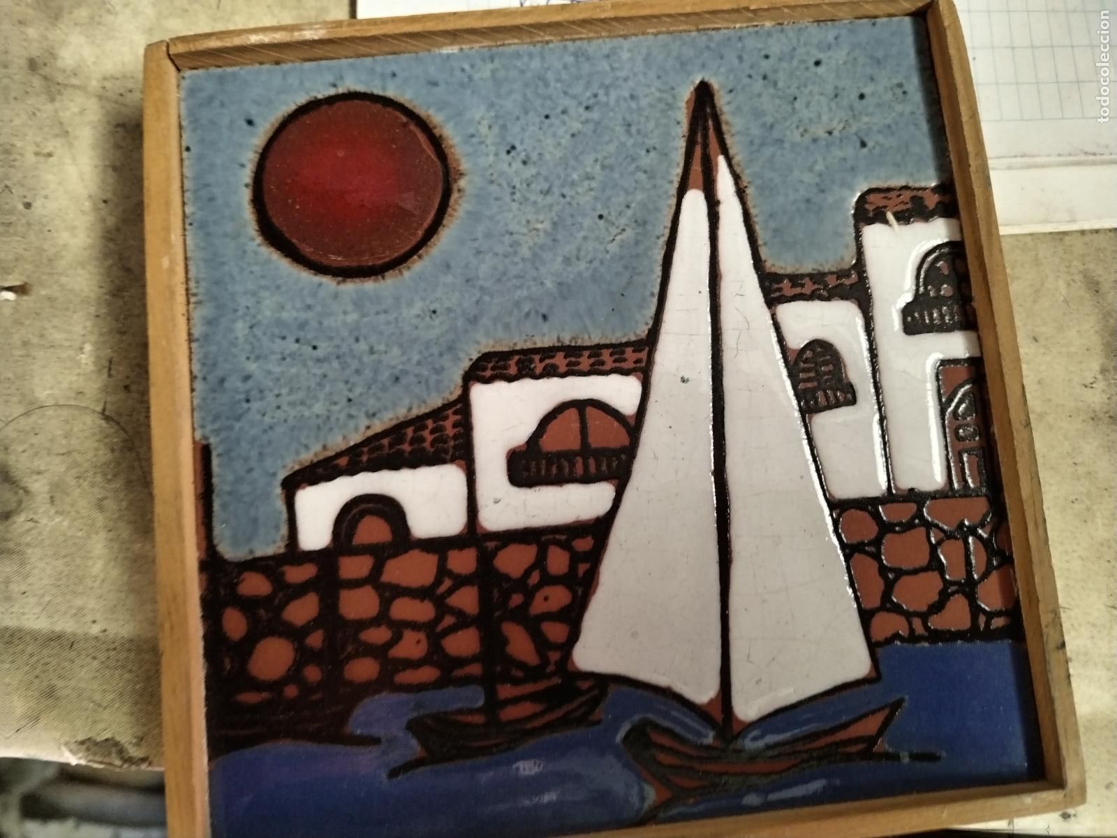 Antig&uuml;edades: cuadro azulejo con barco - Foto 3