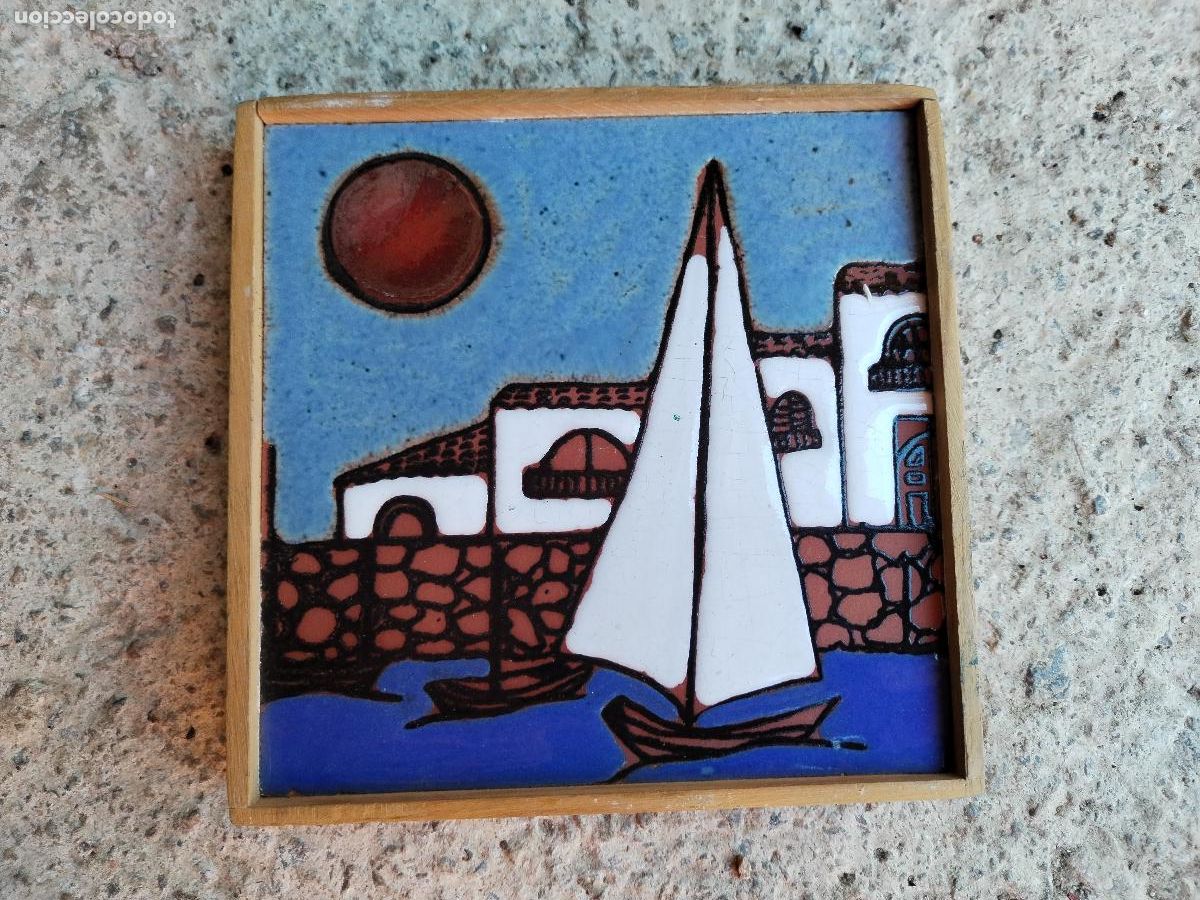 Antig&uuml;edades: cuadro azulejo con barco - Foto 1