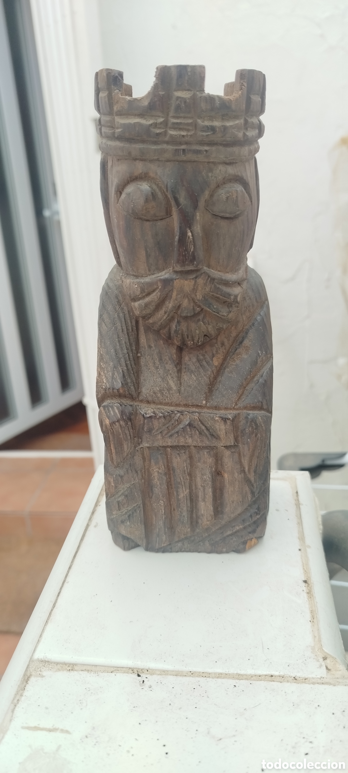 Antig&uuml;edades: Sujetalibros talla madera - Foto 1