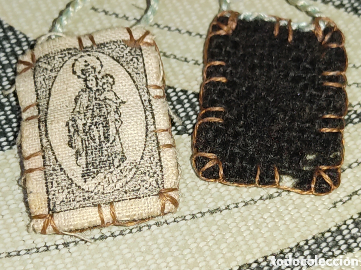 Antig&uuml;edades: Antiguo Escapulario de la virgen del Pilar. - Foto 3