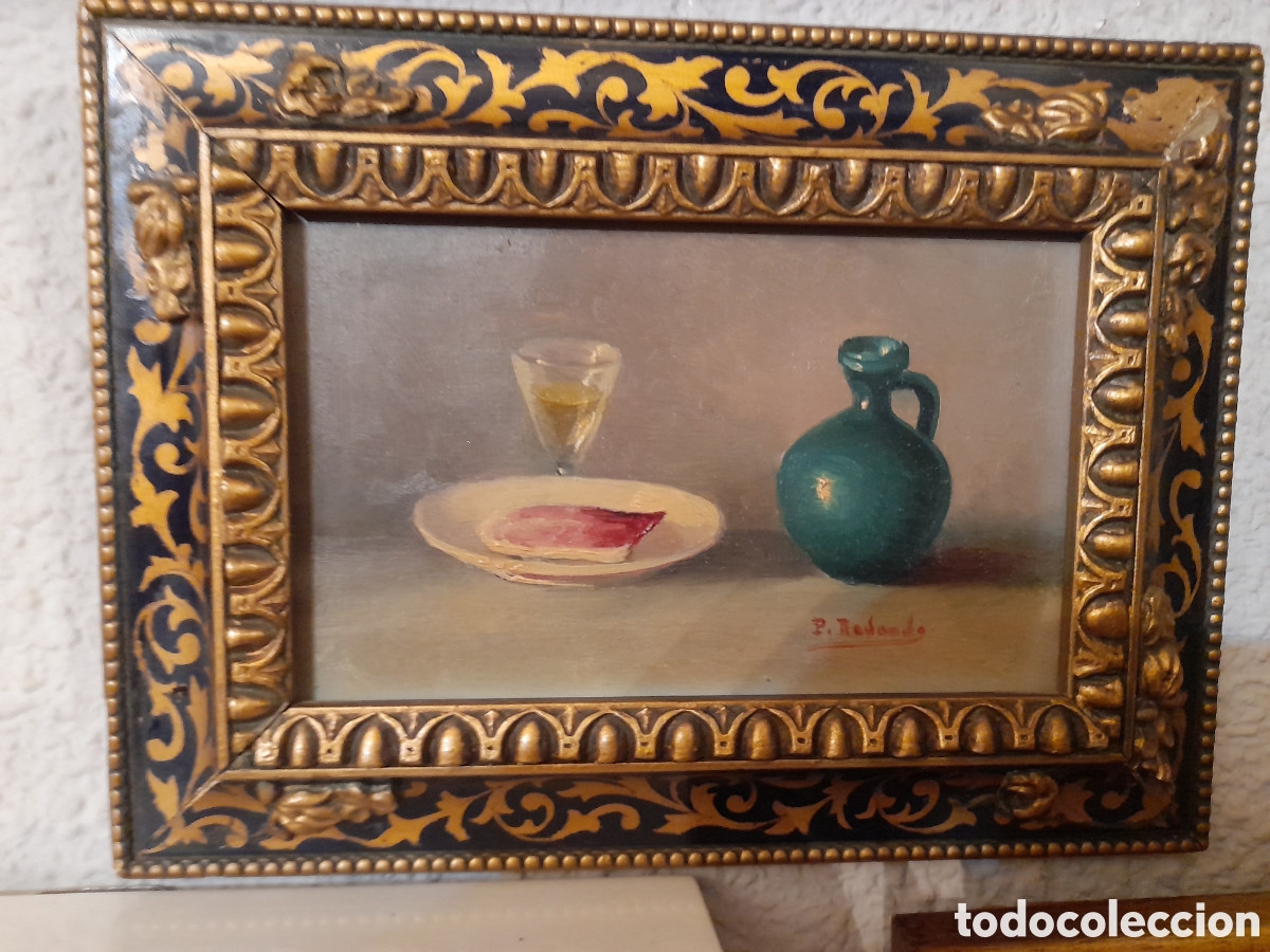 Antig&uuml;edades: Miniatura oleo bodeg&oacute;n - Foto 1
