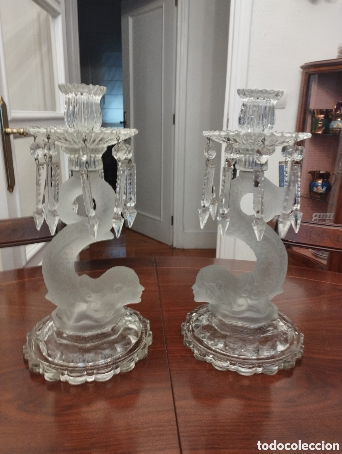 Antig&uuml;edades: Pareja de candelabros de cristal - Foto 1