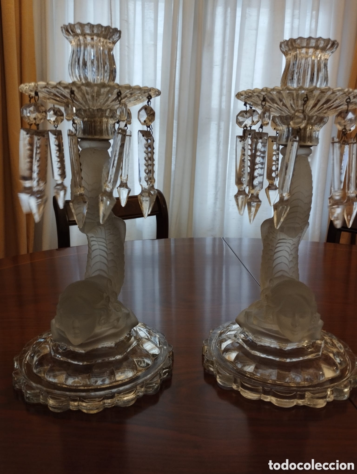 Antig&uuml;edades: Pareja de candelabros de cristal - Foto 4