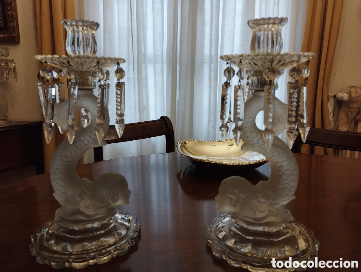Antig&uuml;edades: Pareja de candelabros de cristal - Foto 2