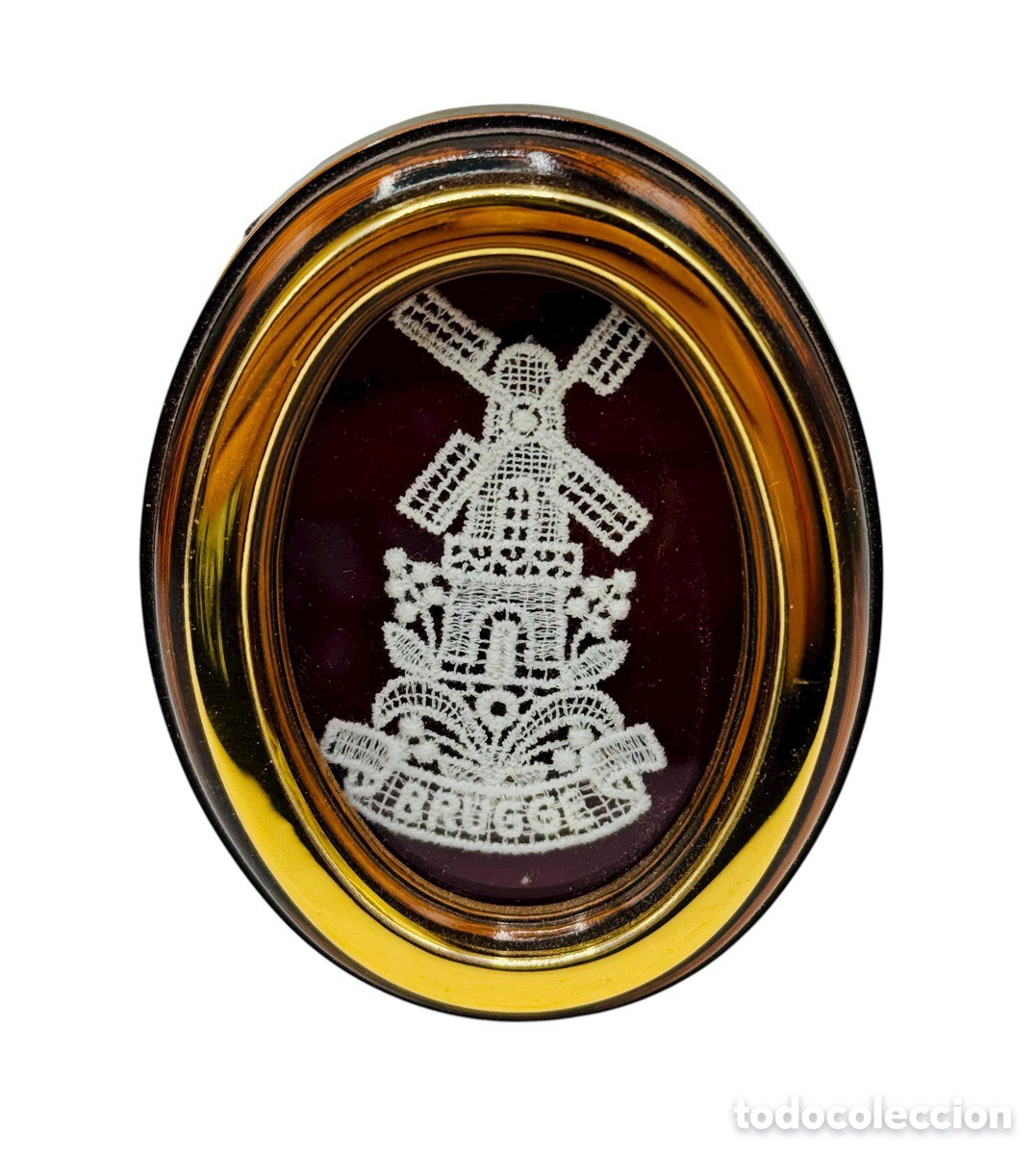 Antiguidades: Antiguo cuadro encaje de bolillos