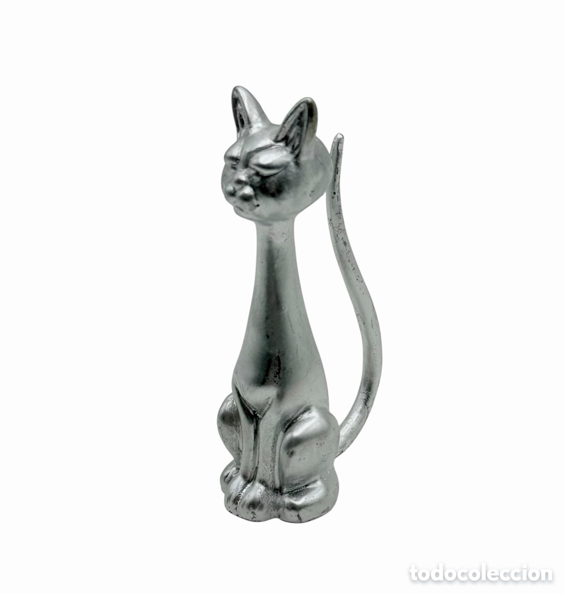 Antiguidades: Antiguo Gato Anillero de metal