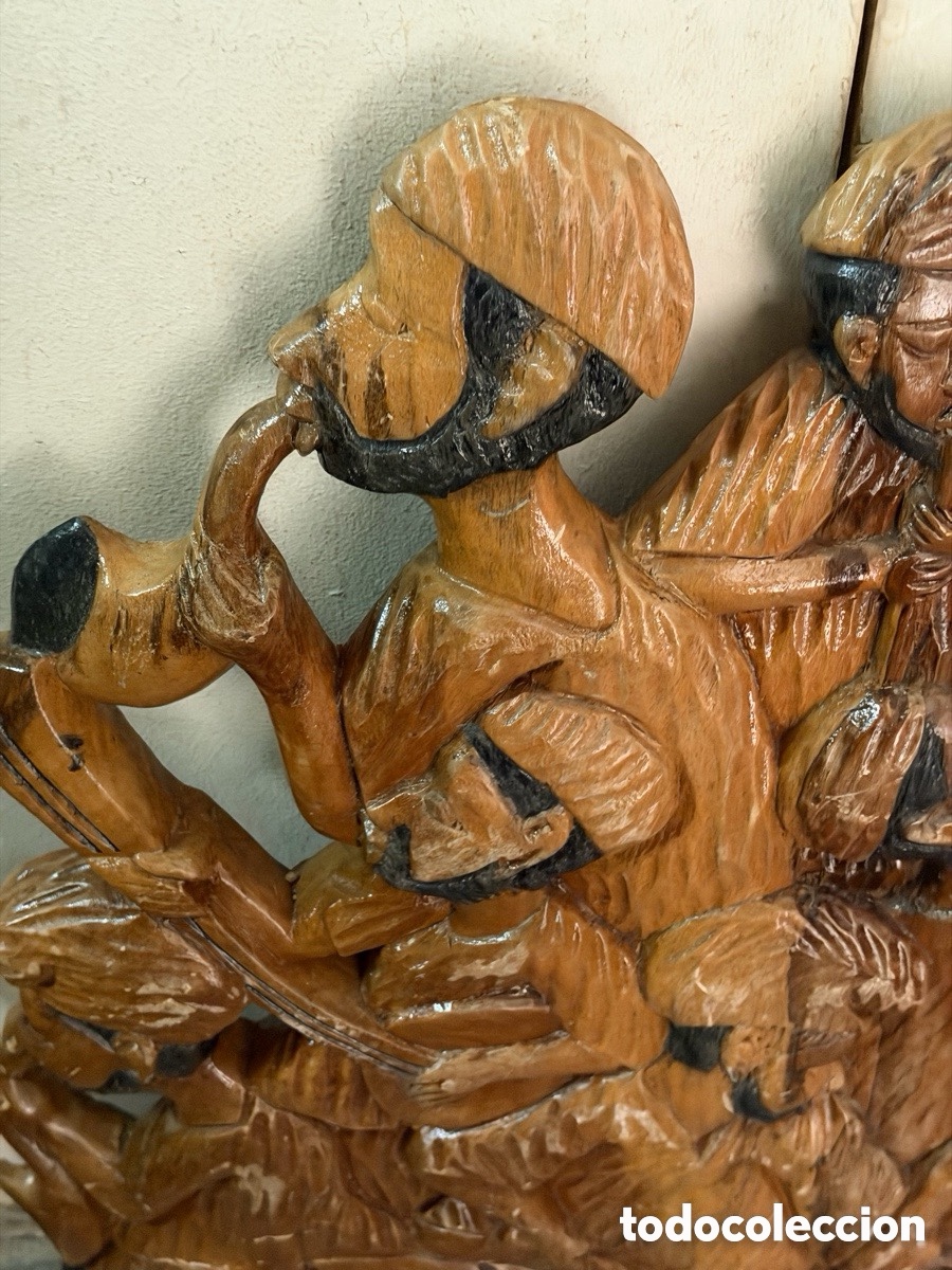Antig&uuml;edades: Gran relieve tallado a mano en madera - Foto 4