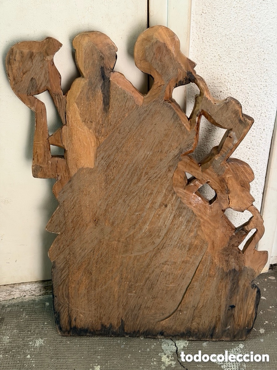 Antig&uuml;edades: Gran relieve tallado a mano en madera - Foto 6