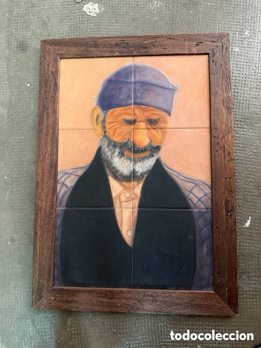 Antig&uuml;edades: Cuadro pintura sobre azulejo - Foto 2