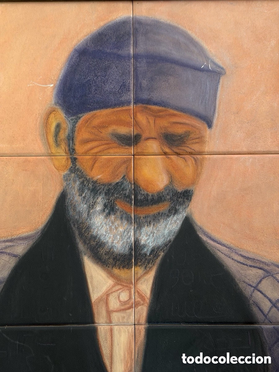Antig&uuml;edades: Cuadro pintura sobre azulejo - Foto 3