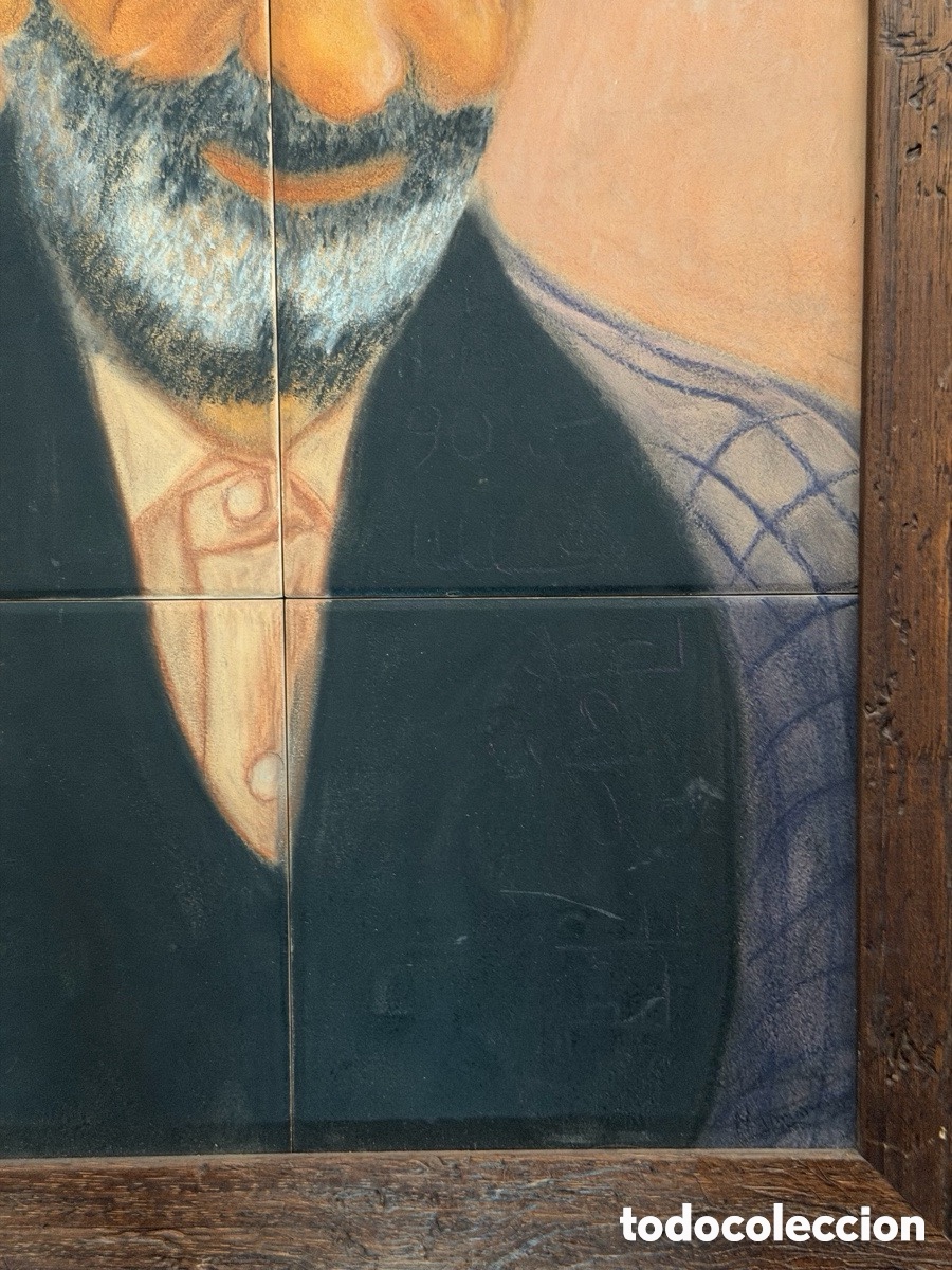Antig&uuml;edades: Cuadro pintura sobre azulejo - Foto 4