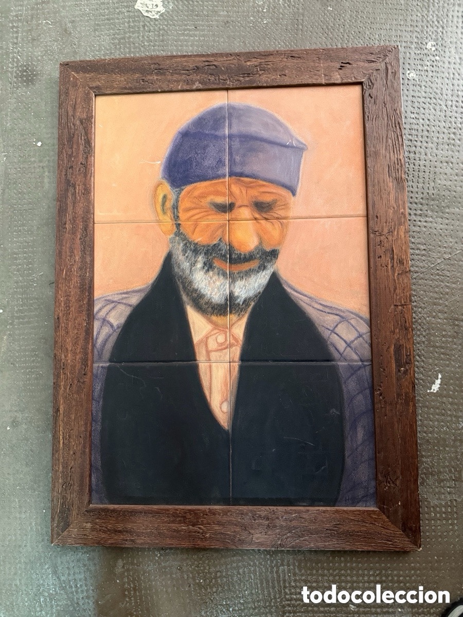 Antig&uuml;edades: Cuadro pintura sobre azulejo - Foto 1
