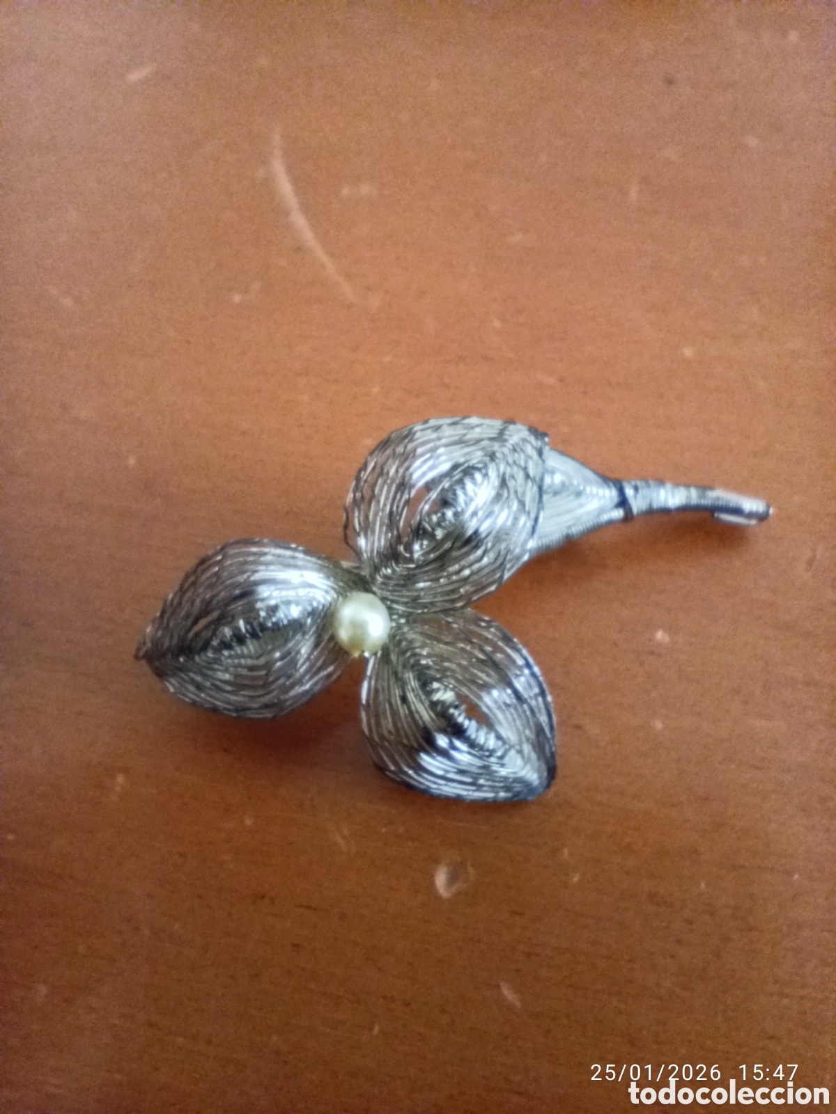 Antiques: Broche antiguo flor,t&eacute;cnica Filigrana