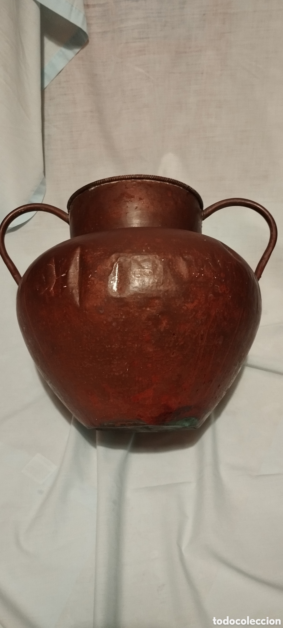 Antig&uuml;edades: Antiguo recipiente de cobre con asa. - Foto 4