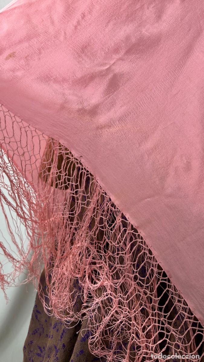 Antig&uuml;edades: Antiguo mant&oacute;n de seda rosa - Foto 3