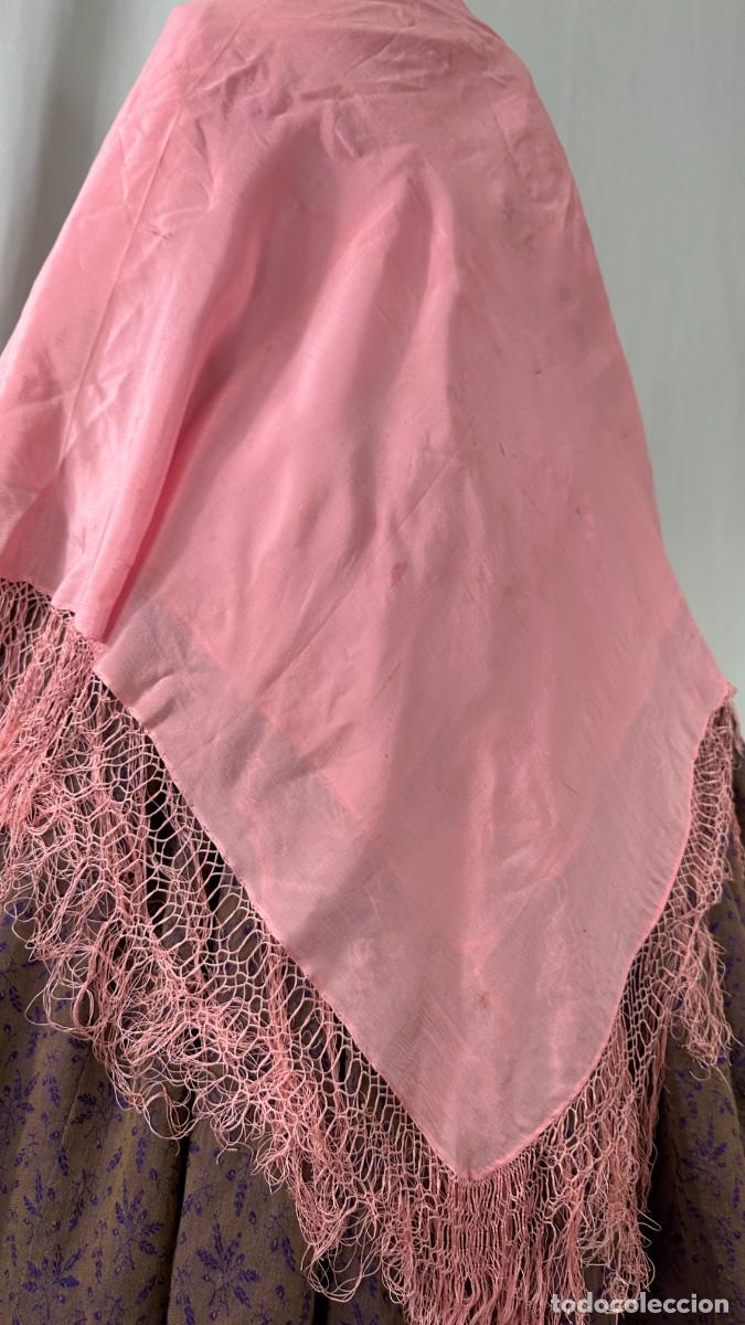 Antig&uuml;edades: Antiguo mant&oacute;n de seda rosa - Foto 5