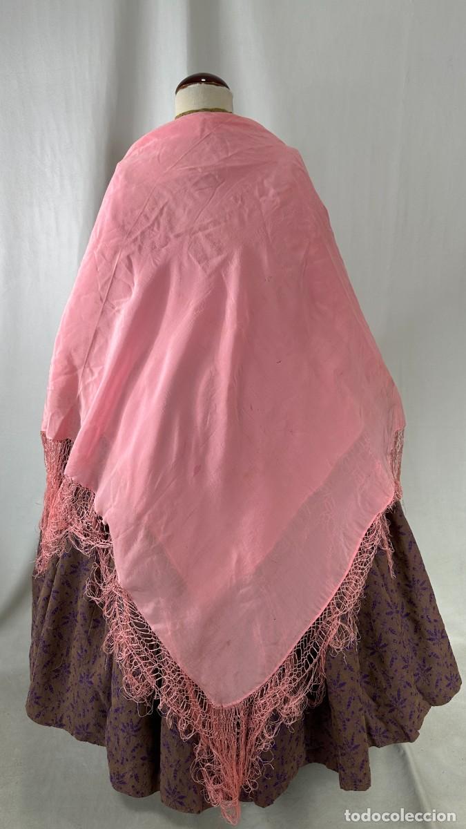 Antig&uuml;edades: Antiguo mant&oacute;n de seda rosa - Foto 7