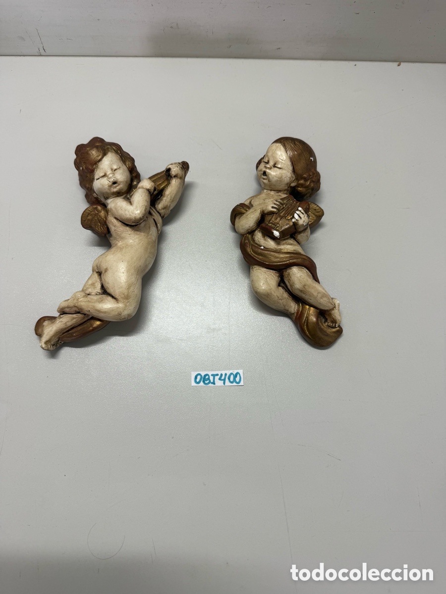 Antig&uuml;edades: Pareja de angelotes de escayola - Foto 1