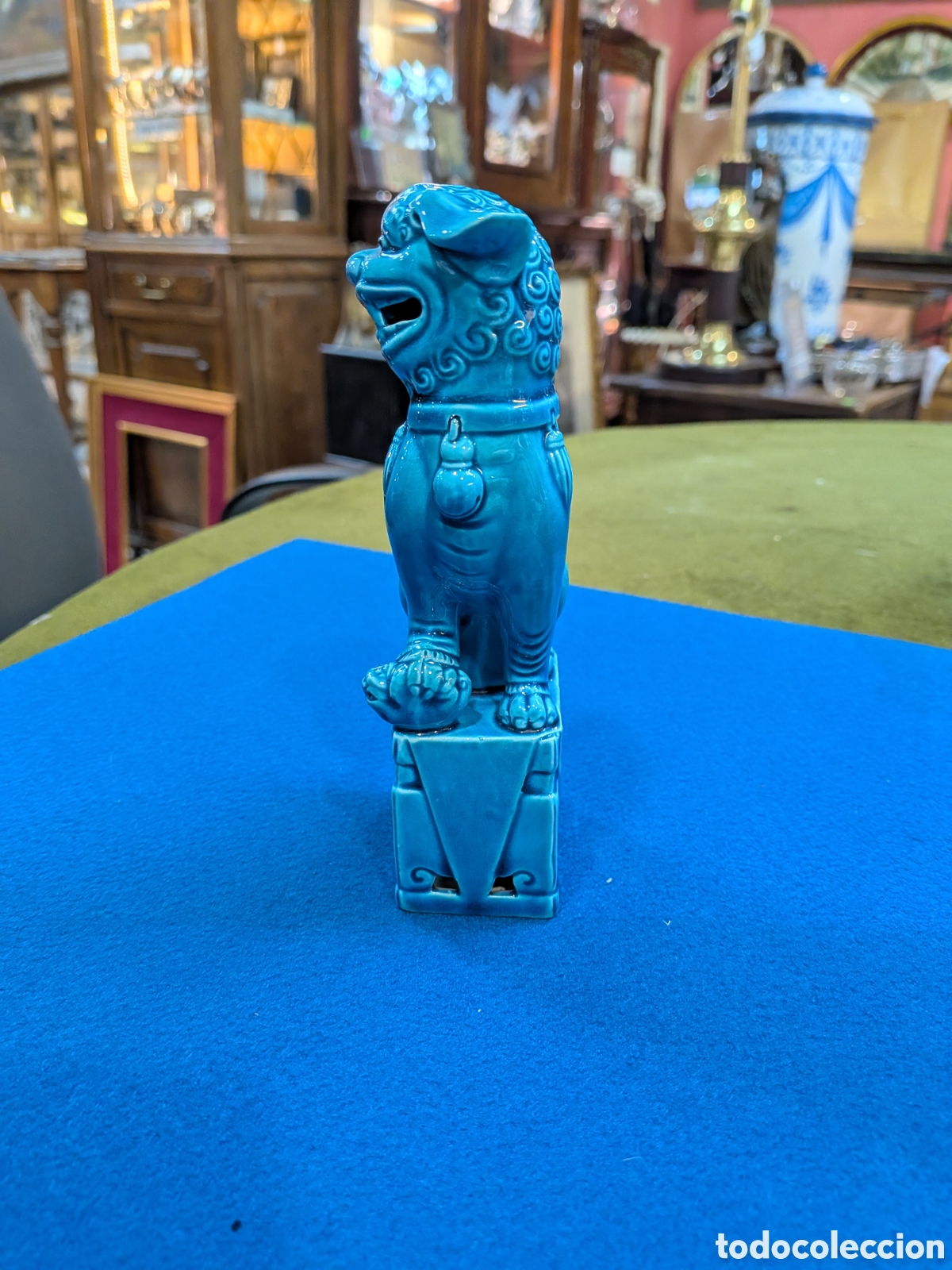 Antig&uuml;edades: Dragon foo en porcelana azul turquesa. REF-432/2 - Foto 2