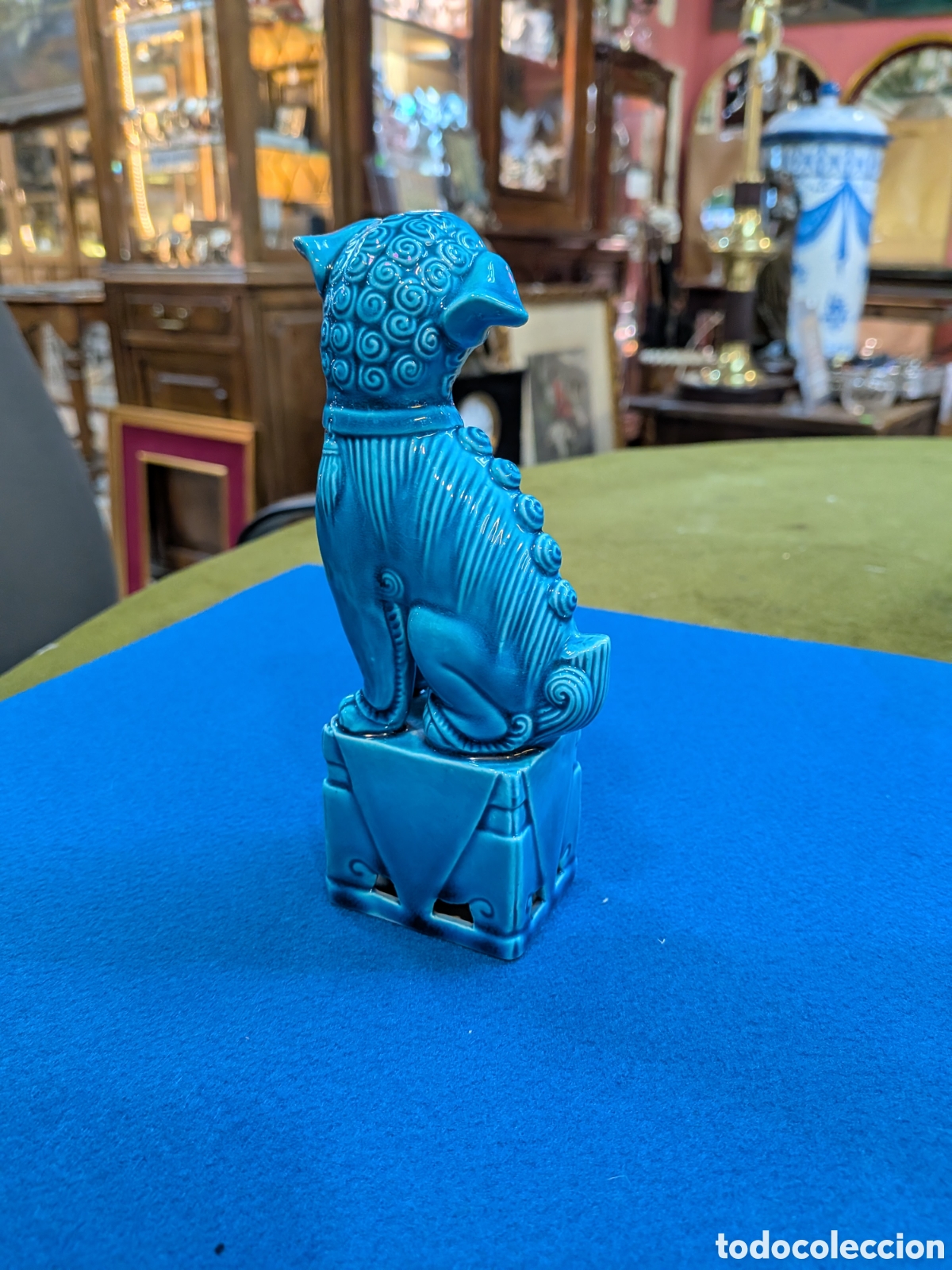Antig&uuml;edades: Dragon foo en porcelana azul turquesa. REF-432/2 - Foto 3