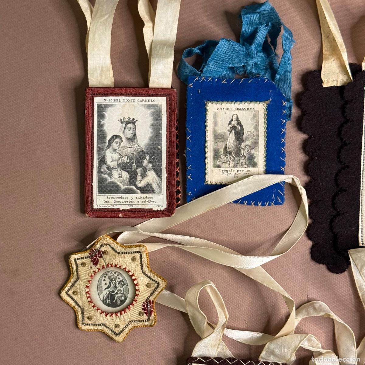 Antig&uuml;edades: Lote de 7 Escapularios - S. XIX / S. XX - Foto 4