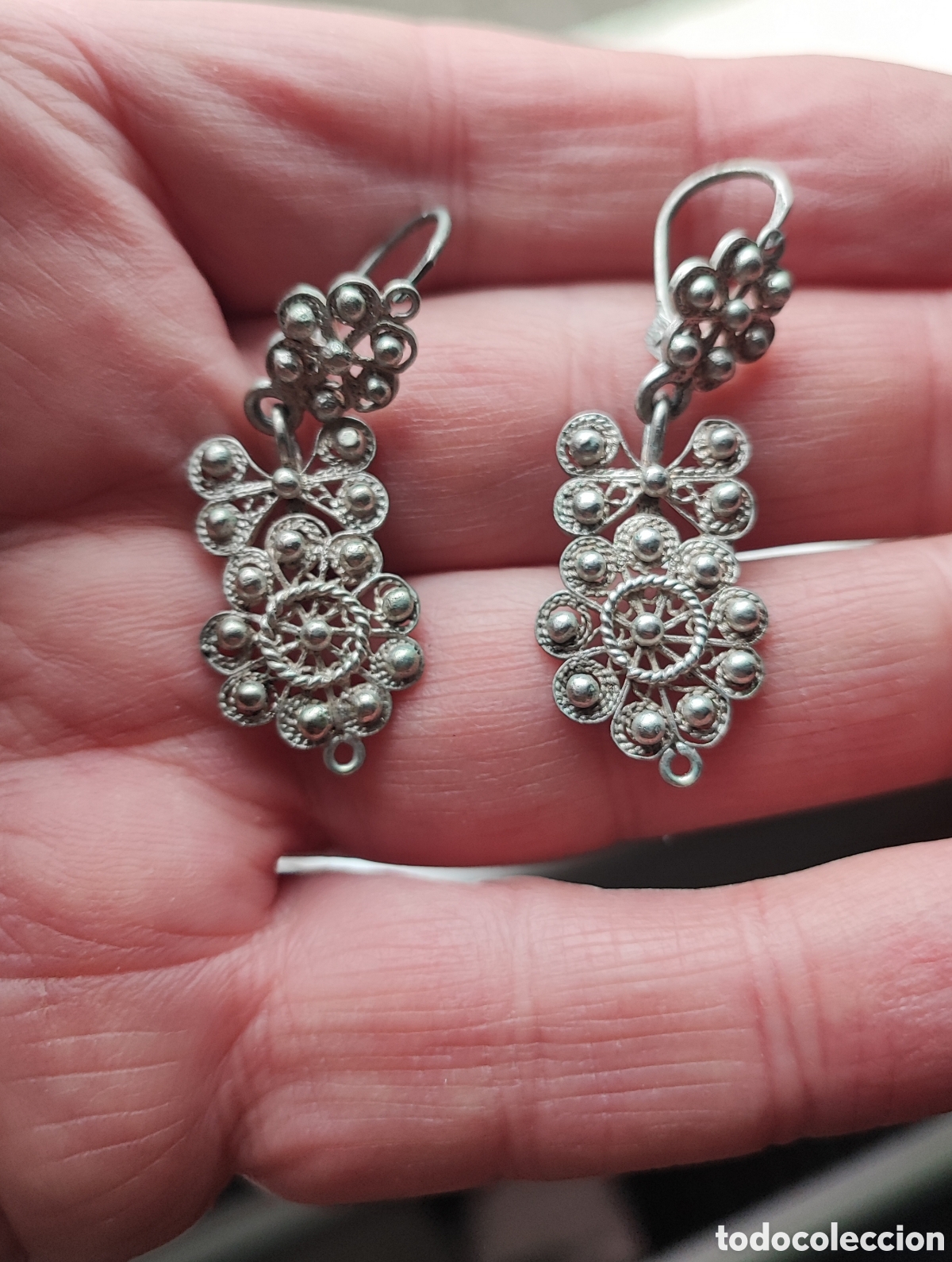 Antig&uuml;edades: Pendientes plata baja de estilo charro - Foto 1