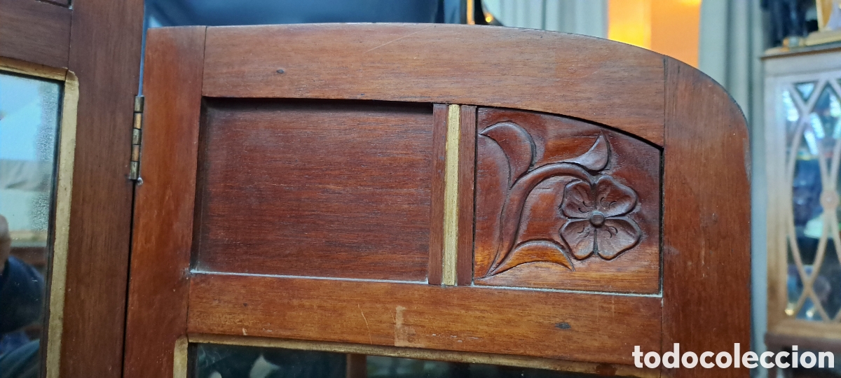 Antig&uuml;edades: ESPEJO TRIPTICO MODERNISTA VISELADO 1900 - Foto 4
