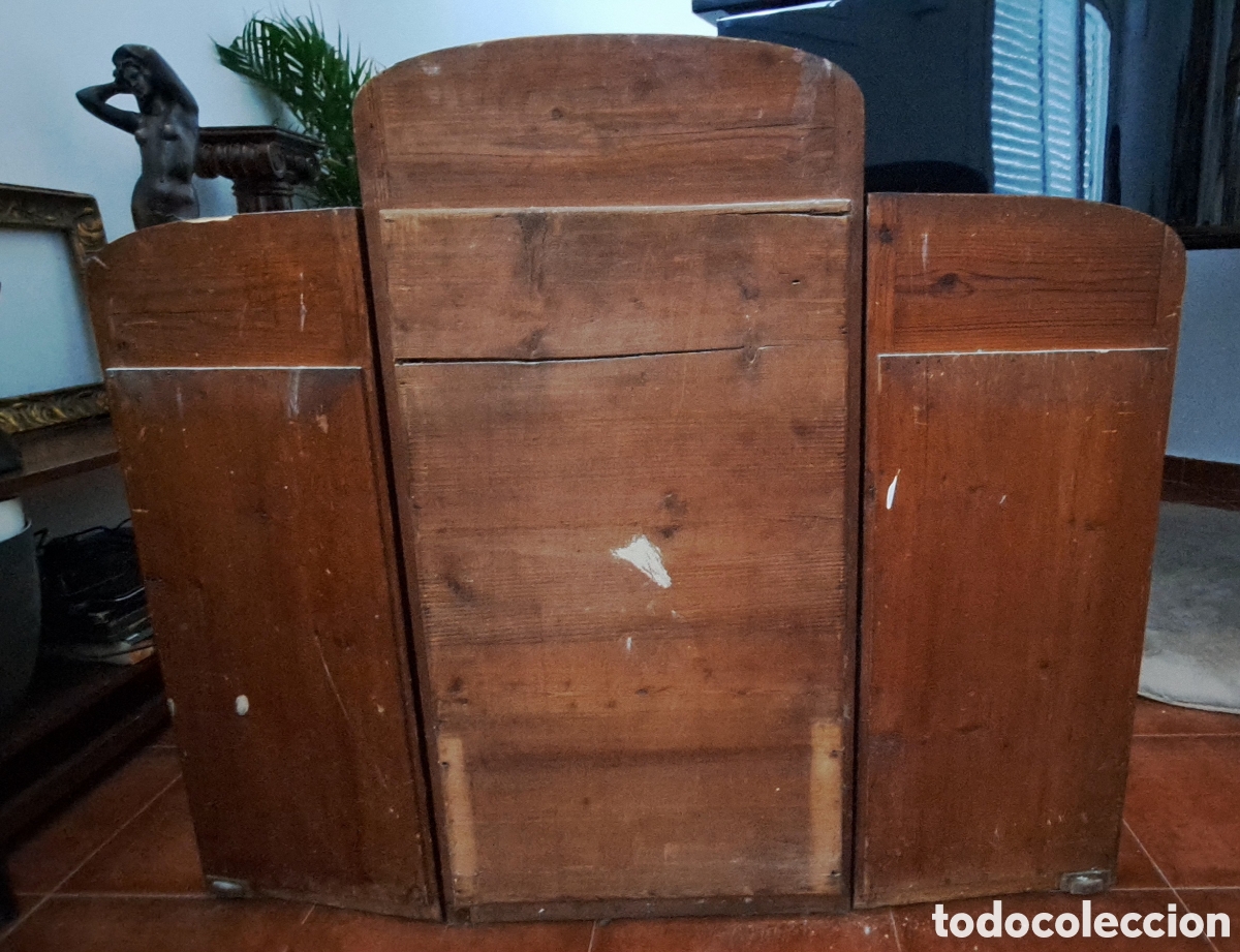 Antig&uuml;edades: ESPEJO TRIPTICO MODERNISTA VISELADO 1900 - Foto 7