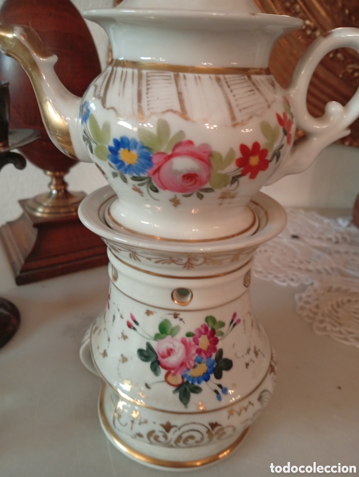 Antig&uuml;edades: Tetera isabelina con hornillo - Foto 3