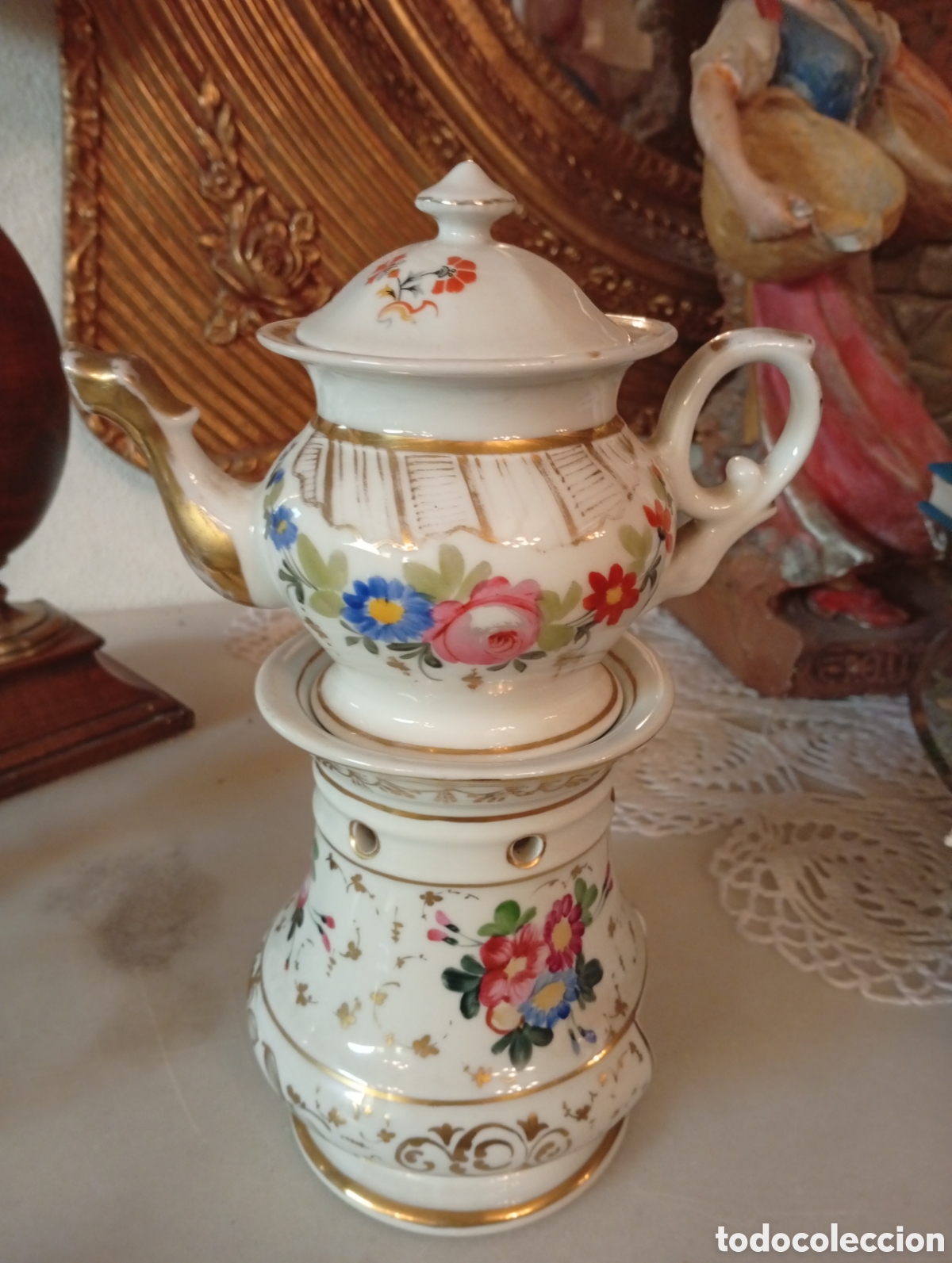 Antig&uuml;edades: Tetera isabelina con hornillo - Foto 1